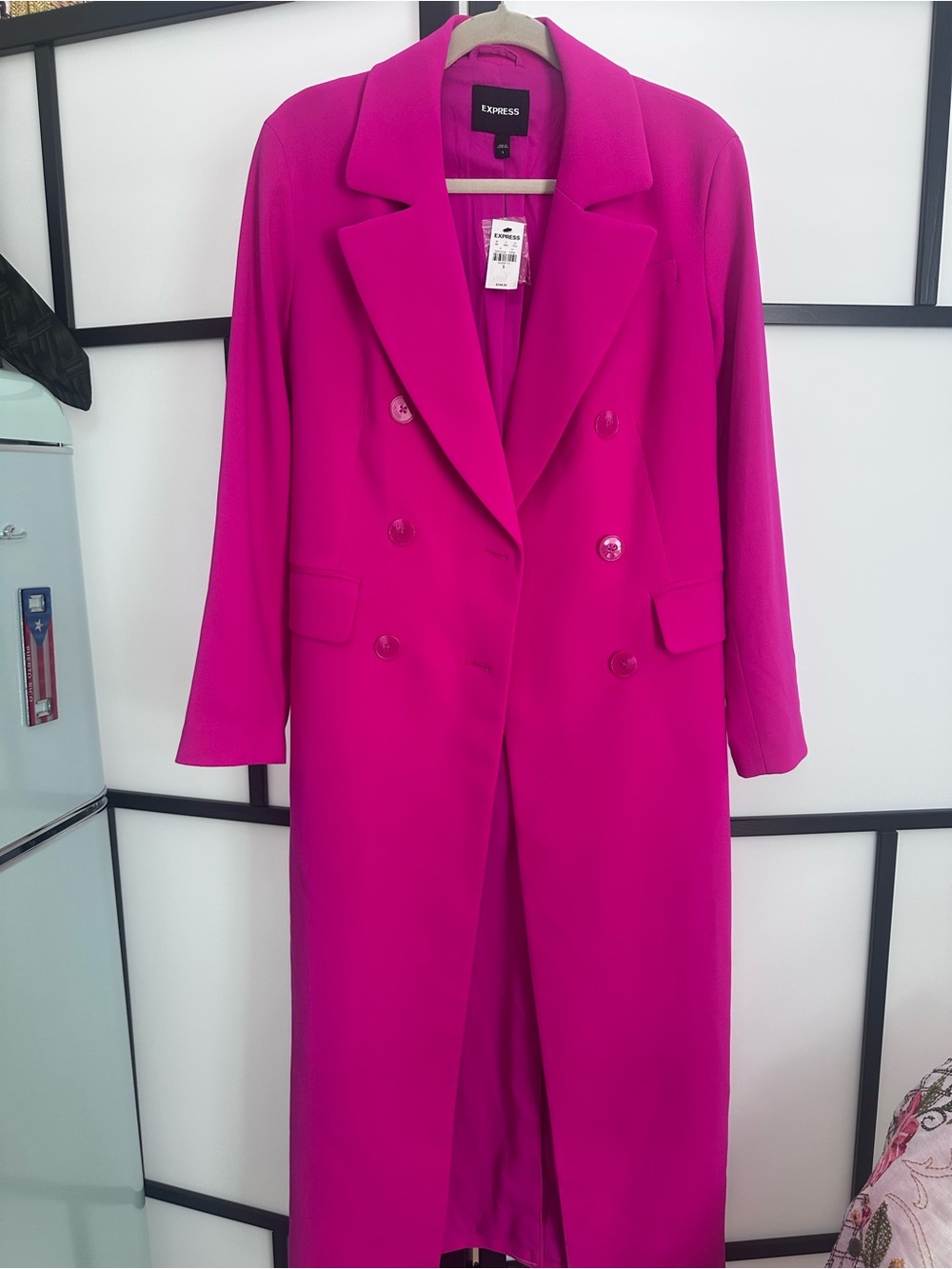 Express Fuchsia Long Coat perfect for new season. - Picture 2 of 9